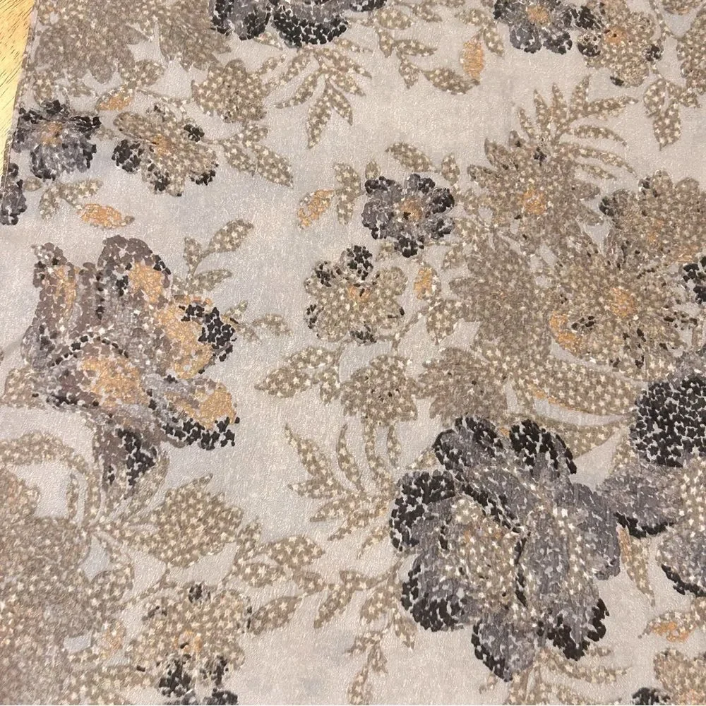 Vince Camuto Gray Floral Silk Scarf